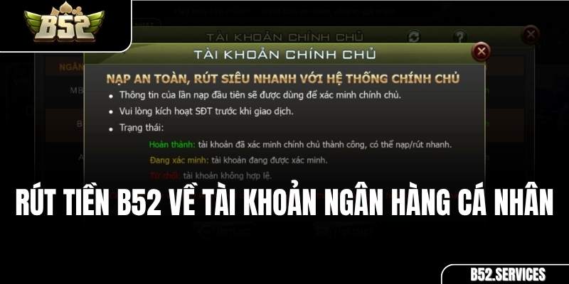 Biểu mẫu điền thông tin rút tiền B52 về tài khoản ngân hàng