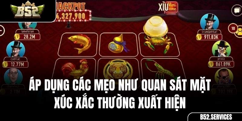 Kết quả 3 viên xúc xắc trong game Bầu Cua B52 với mặt Cua và Tôm